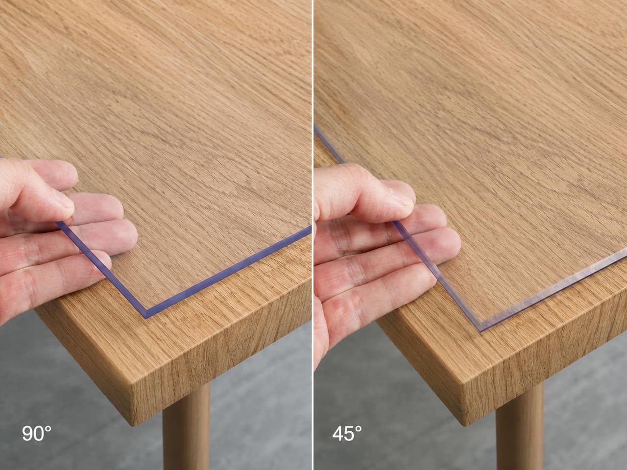Protector corner with 90° and 45° cuts compared