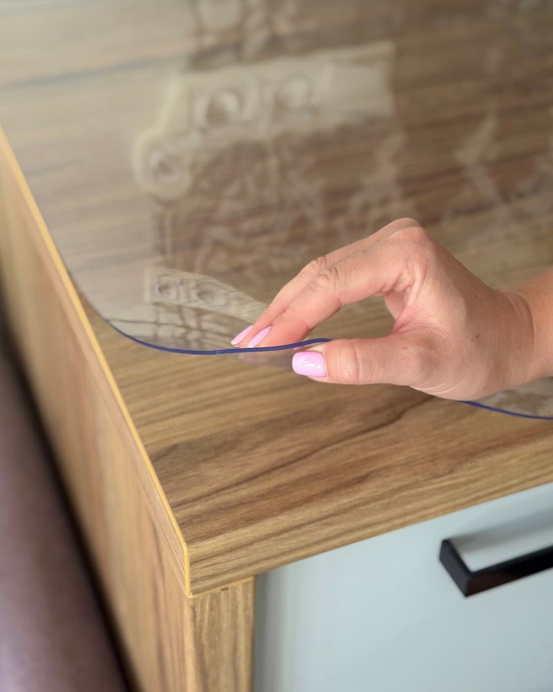 Transparent 80×140 cm soft glass gloss protective mat for table top