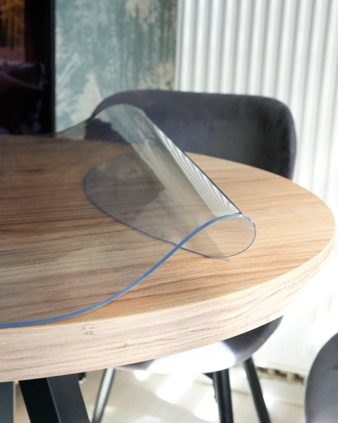 Transparent protective mat Ø60 cm soft glass gloss
