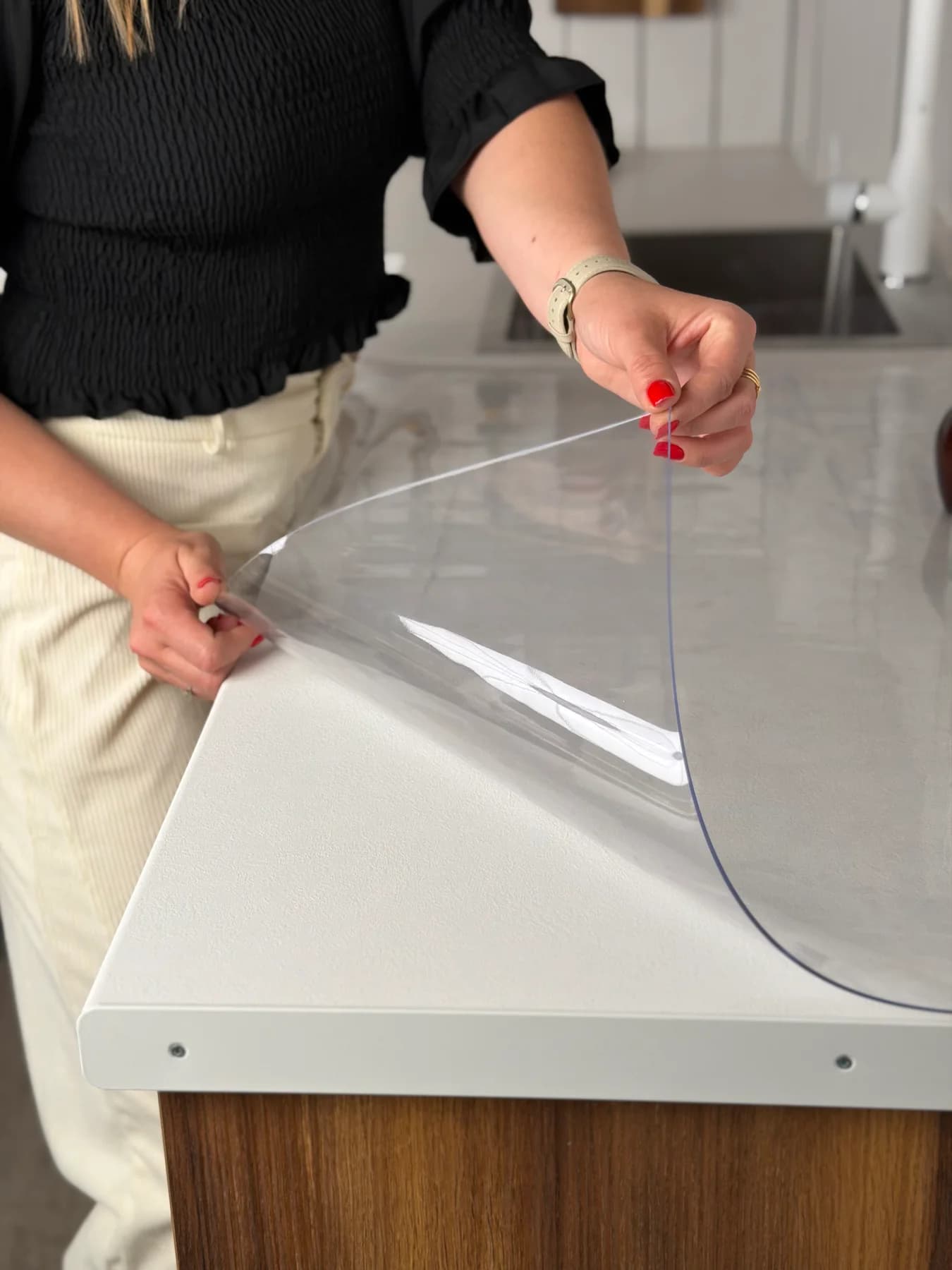 Transparent flexible glass table protector